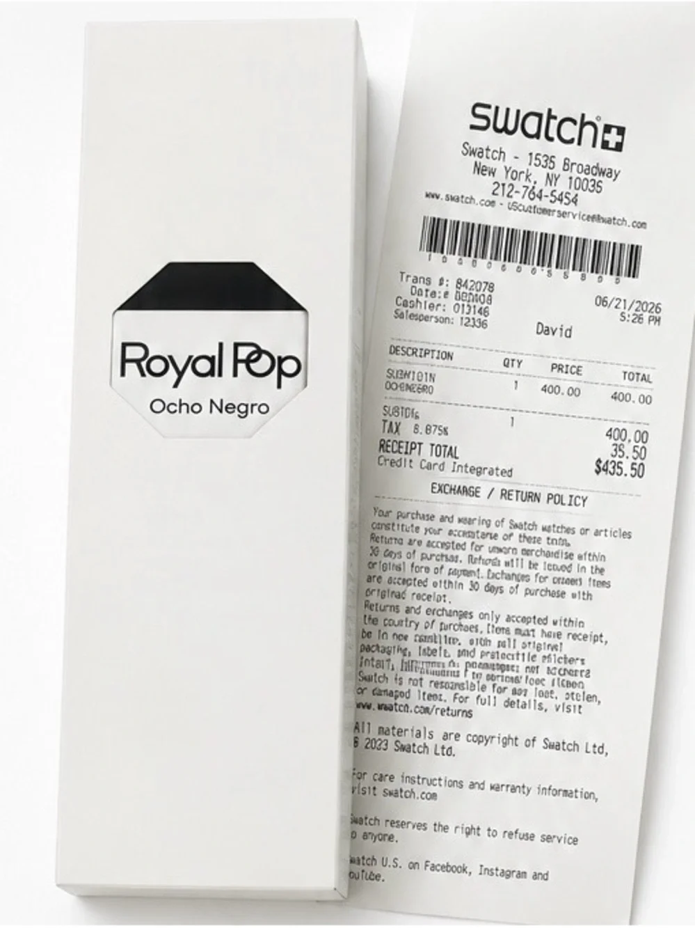 Swatch Royal Pop Ocho Negro Watch - Black & White
